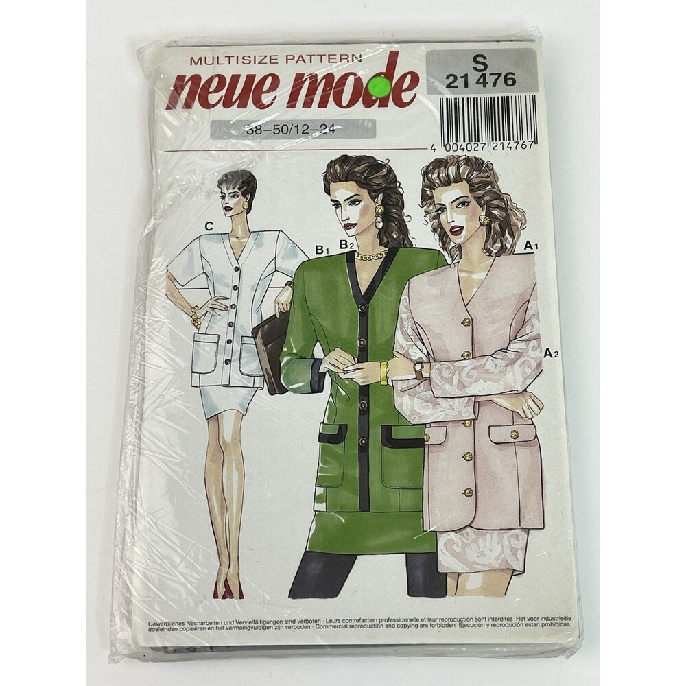 Skirt Jacket Suit Plus Size 12-24 Vintage Uncut Pattern Neue Mode 21476 Career